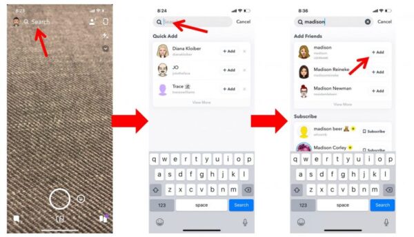 Add friends to Snapchat using the search function